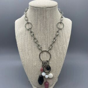 Lia Sophia Neapolitan Silver Tone with Glass Dangle Beads 16-19"‎